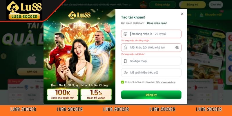 Sau khi đăng ký và nạp tiền trên LU88 thì sẽ nhận được 100K 